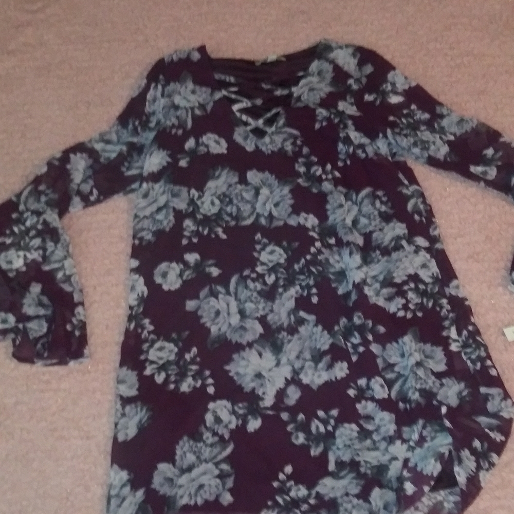 Purple floral tunic dress